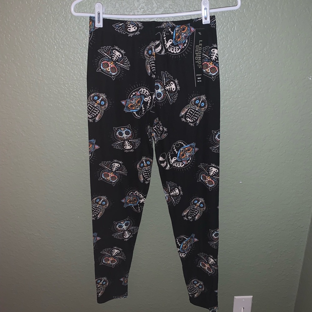 Sugar Skull Owl and Fox Halloween Leggings